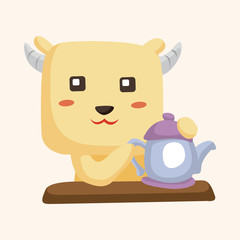animal goat having afternoon tea theme elements