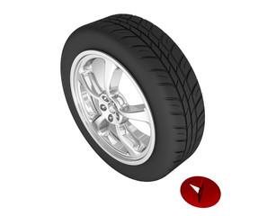 Car Wheel and red pushpin