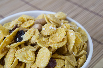 sweet breakfast full grains nutrition caramel nuts concept