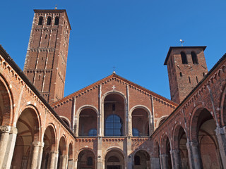 Fototapeta na wymiar Sant'Ambrogio church in Milan, Italy.