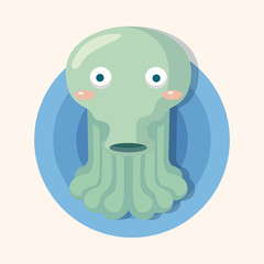 sea animal squid cartoon theme elements