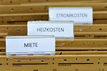 Miete. Heizkosten, Stromkosten, Nebenkosten, Wohnung, Ordner
