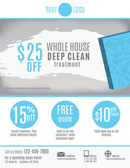 Cleaning Service flyer template with coupons - 80157884