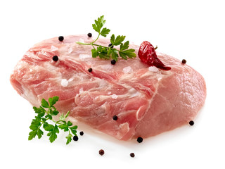 Raw pork meat with spices