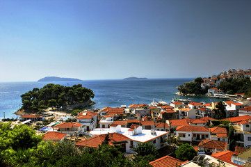Fototapeta na wymiar Skiathos port and city, Greece