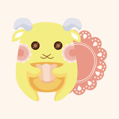 animal goat having afternoon tea theme elements