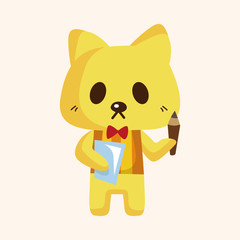 animal cat waiter cartoon theme elements