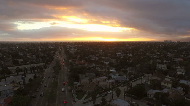 Los Angeles Aerial Venice Blvd Sunset