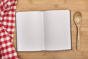 Notes. blank cooking recipe notes or book  with pencil on