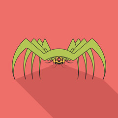 Spider flat icon with long shadow