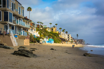Houses along the beach, in Laguna Beach, California.
