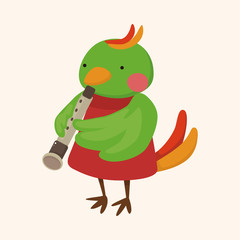 animal bird playing instrument cartoon theme elements