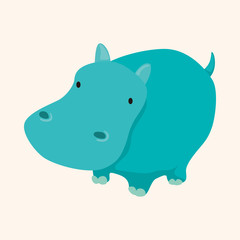 animal hippo cartoon theme elements