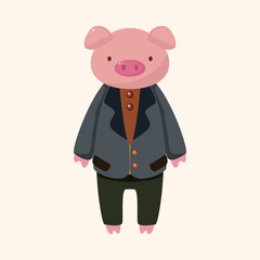 animal pig worker cartoon theme elements