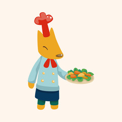 animal fox chef cartoon theme elements