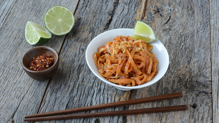 Thai style noodles or Pad Thai (Thai cuisine)