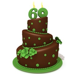 Birthday cake with number sixty