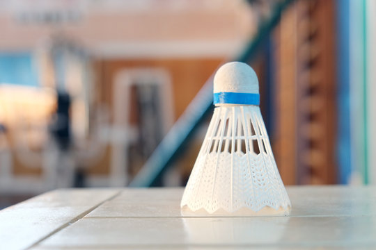 Close up of shuttlecock in badminton game