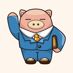 animal worker cartoon theme elements