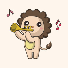animal playing instrument cartoon theme elements