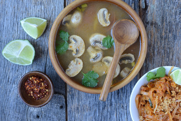 Tom Yum and Thai style noodles (Thai cuisine)