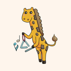 animal playing instrument cartoon theme elements