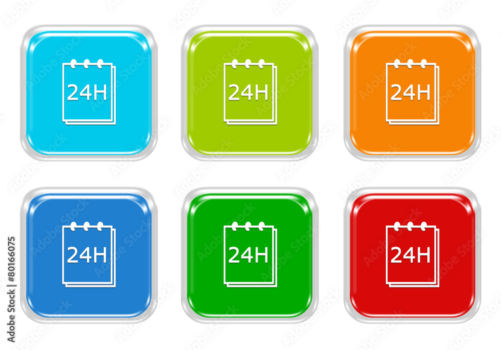 Fototapete set of squared colorful buttons with notepad support symbol