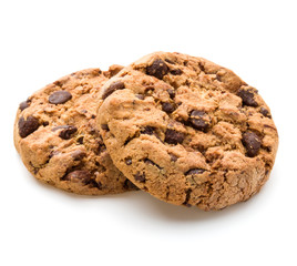 Chocolate cookies isolated on white background cutout