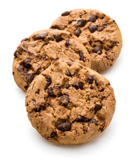 Chocolate cookies isolated on white background cutout