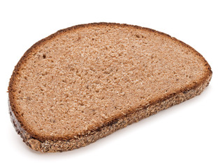 Slice of fresh rye bread isolated on white background cutout