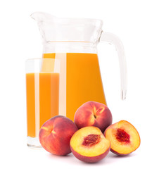 Peach fruit juice in glass jug