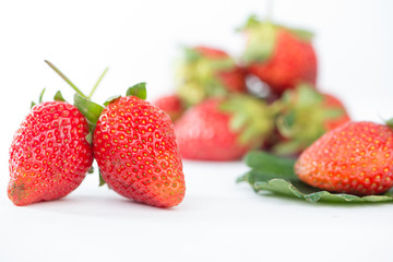 Strawberries on white background