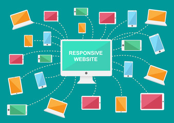 computer and device icons, responsive website icons, flat icons