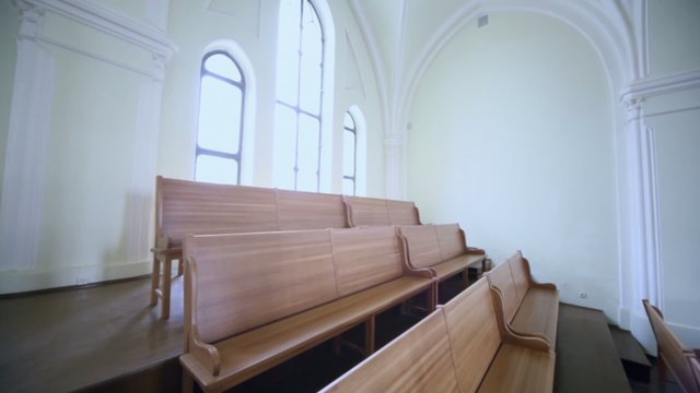 Wooden benches in Evangelical Lutheran Cathedral