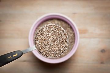 chia seeds in a measuring spoon
