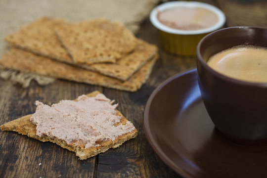 toasts, paste and coffee