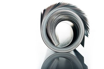 magazine roll on white background