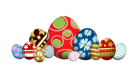 easter color eggswhite background