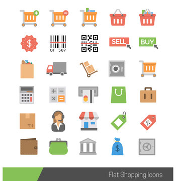 Colorful Flat Modern Shopping icons