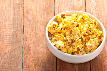 Golden Caramel Popcorn in a Bowl