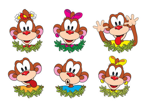 Set funny monkeys. Symbol of the year 2016.