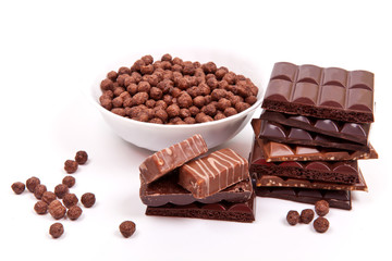 Chocolate. Chocolate balls on a white background