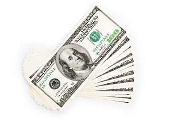 dollars on white background