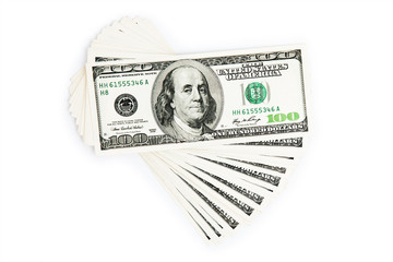 dollars on white background