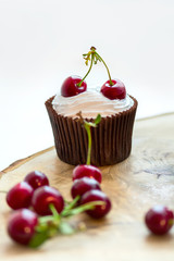 Cupcake with cherries