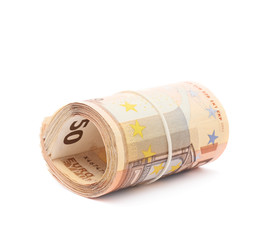 Stack of fifty euro bank notes