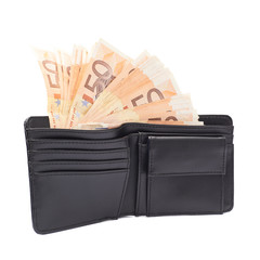Wallet full of money isolated
