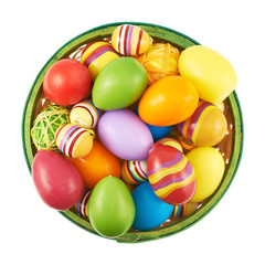 Fototapeta na wymiar Basket full of Easter eggs