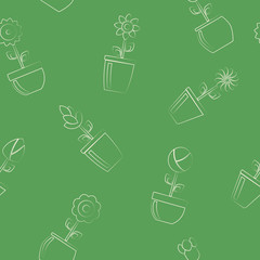 seamless background with flowers in the pot