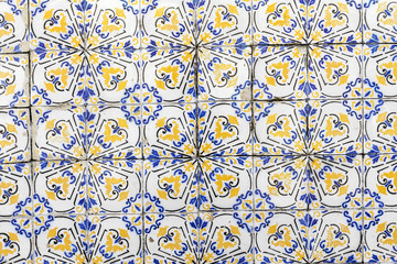 Azulejos pattern on the building in Pernambuco, Brazil.
